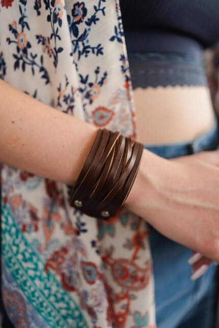 Laleh Braided Leather Cuff Bracelet with Adjustable Clasp