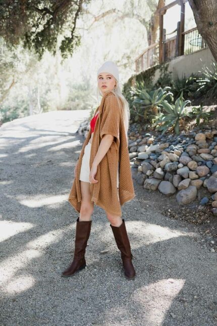 Hazan Cozy Waffle Hooded Ruana