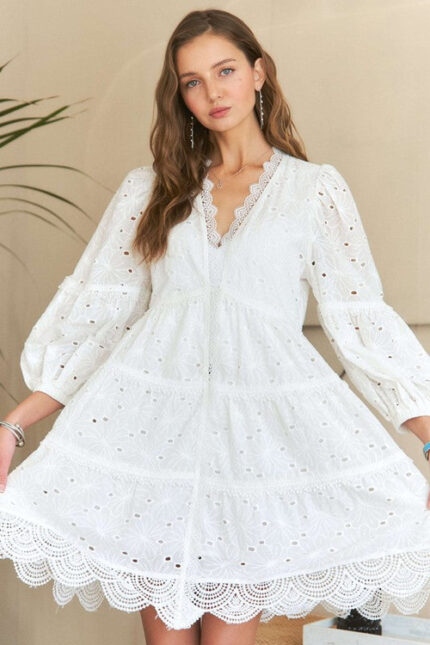 Arya Tiered Eyelet Dress
